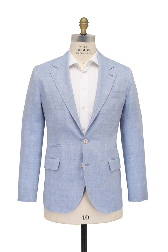 Brunello Cucinelli Light Blue Linen & Wool Sportcoat - view 3