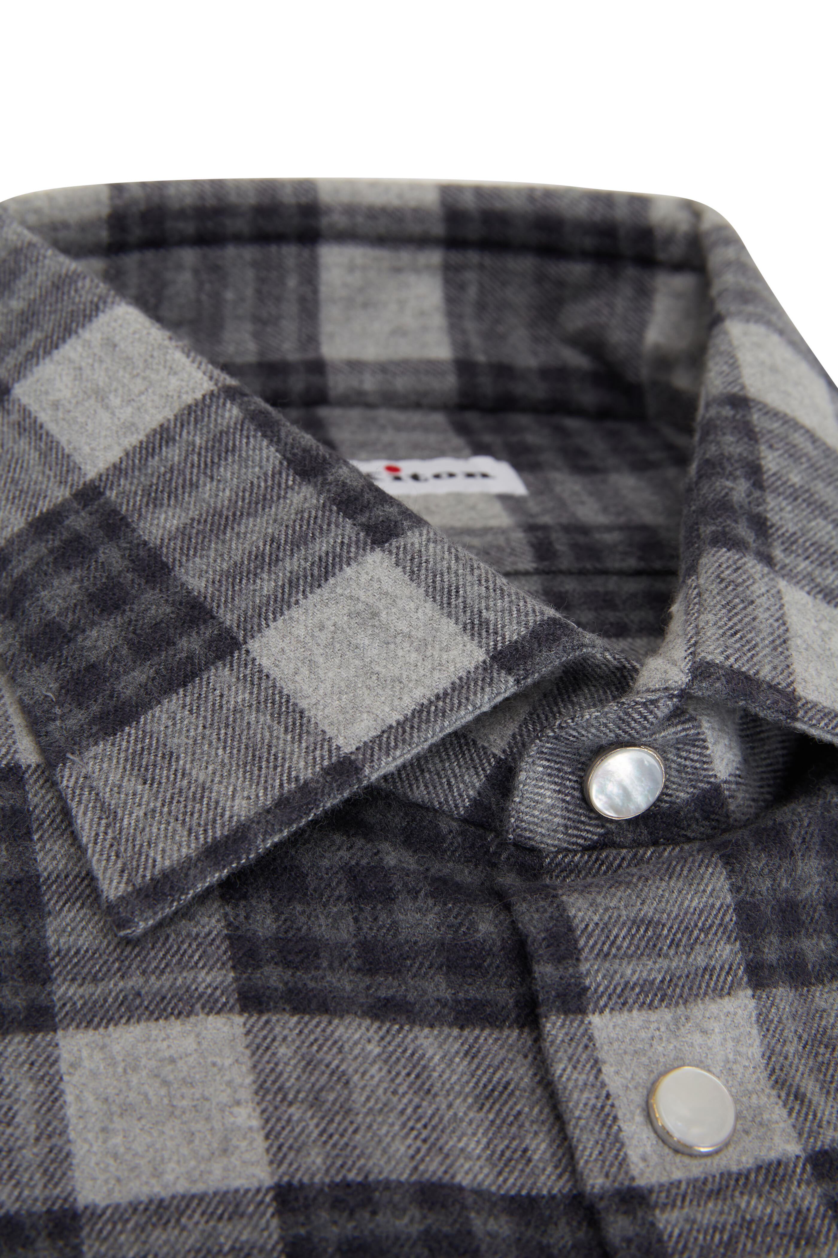 Kiton - Gray Check Snap Front Sport Shirt