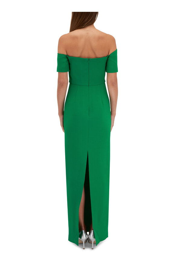 Roland Mouret - Green Wool & Silk Asymmetric Maxi Dress