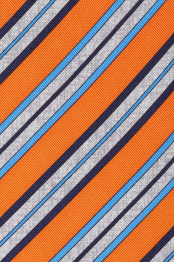Momas Orange & Blue Stripe Necktie - view 2