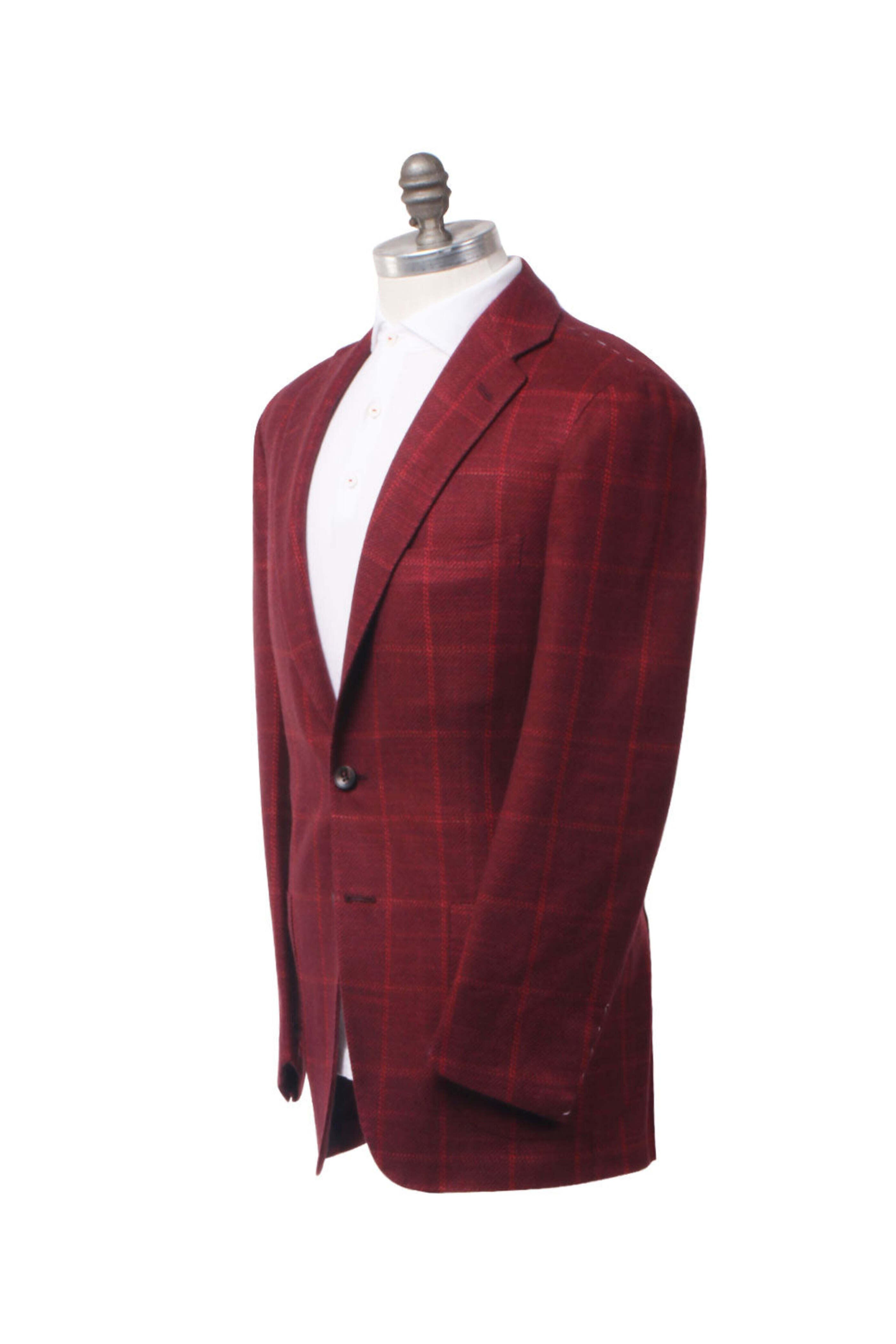 Kiton - Dark Red Windowpane Sportcoat
