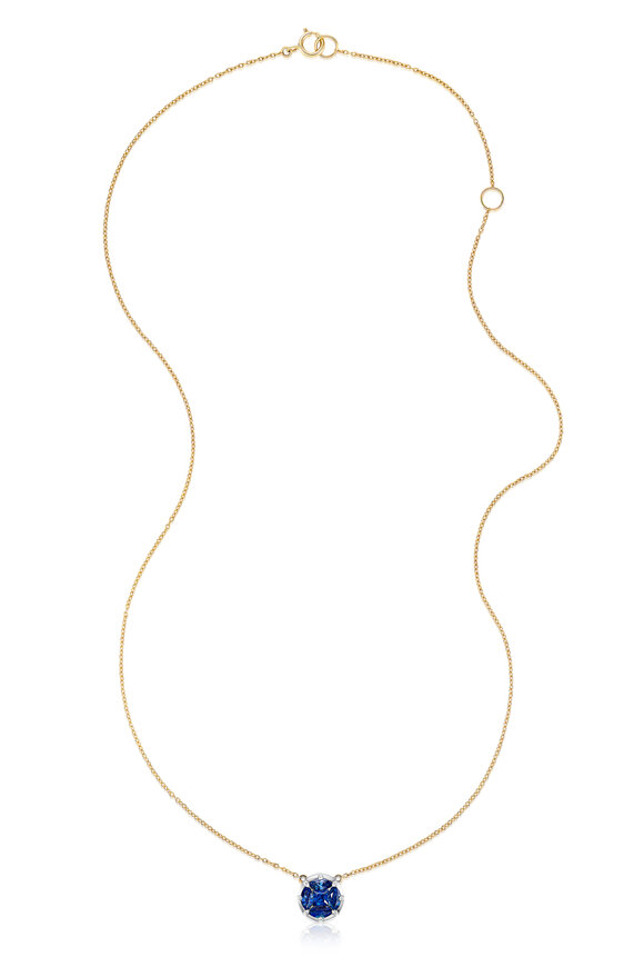 Nam Cho 18k Yellow Gold Blue Sapphire Bezel Set Necklace - view 1
