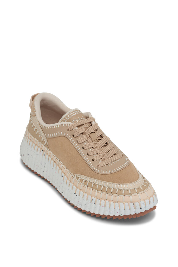 Chloé Nama Blossom Beige Suede Sneaker