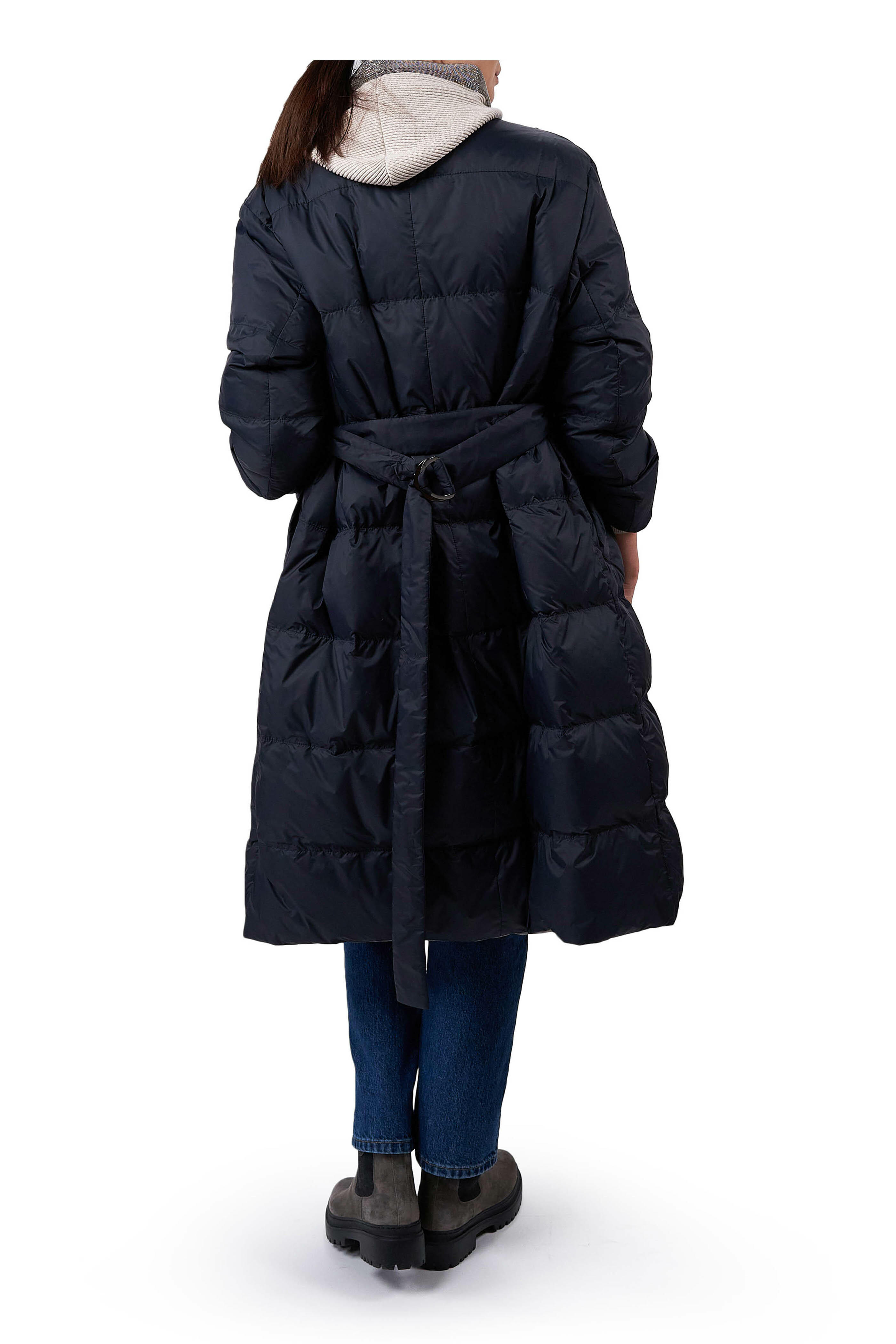 Flap Pocket Hooded Wrap Coat - Luxury Blue