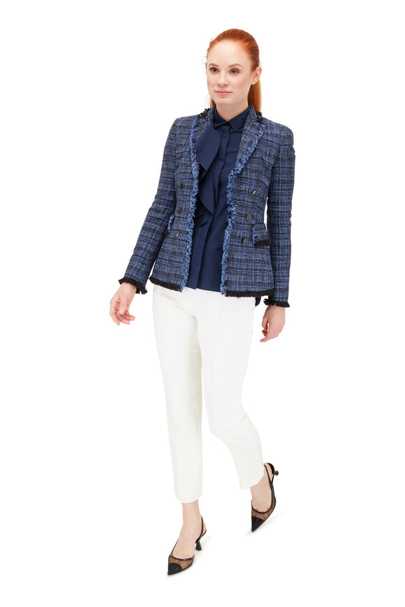 Akris Punto - Navy Blue Tweed Denim Double-Breasted Jacket