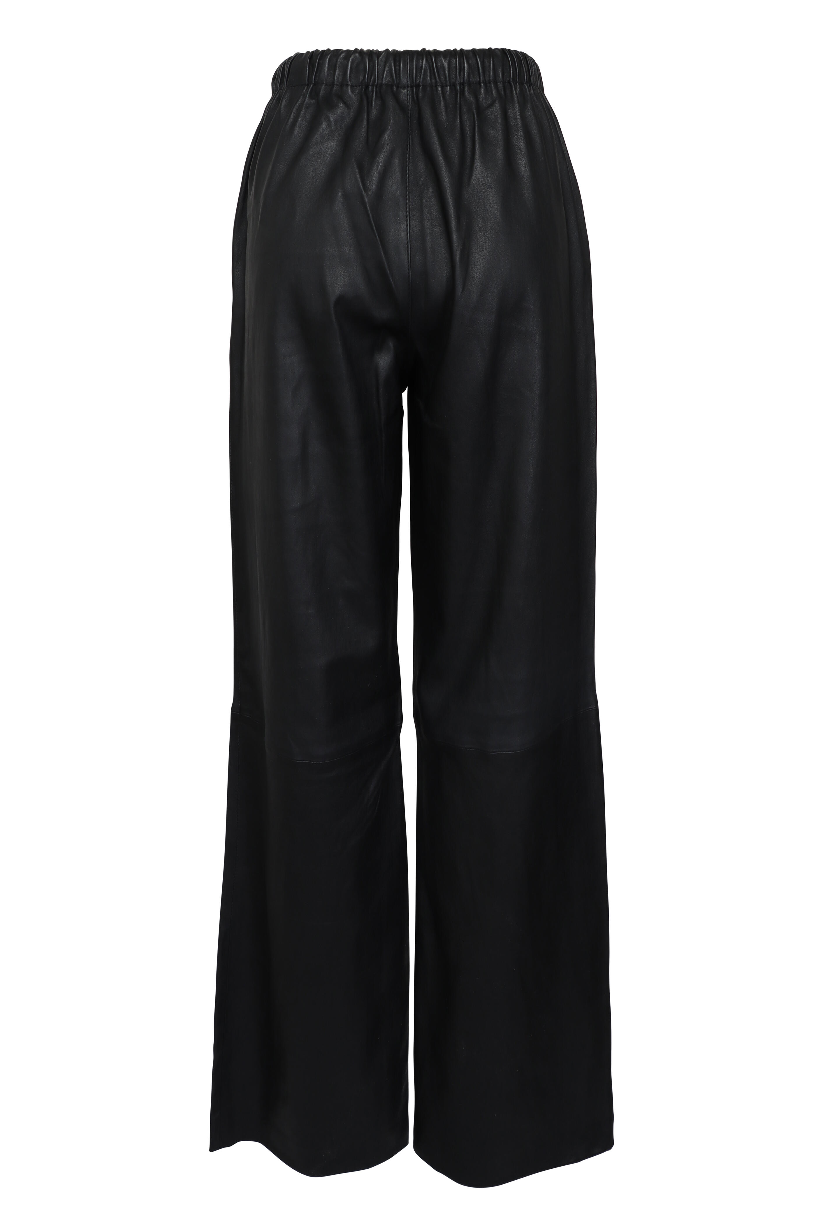 SPRWMN - Kauai Black Leather Drawstring Pant