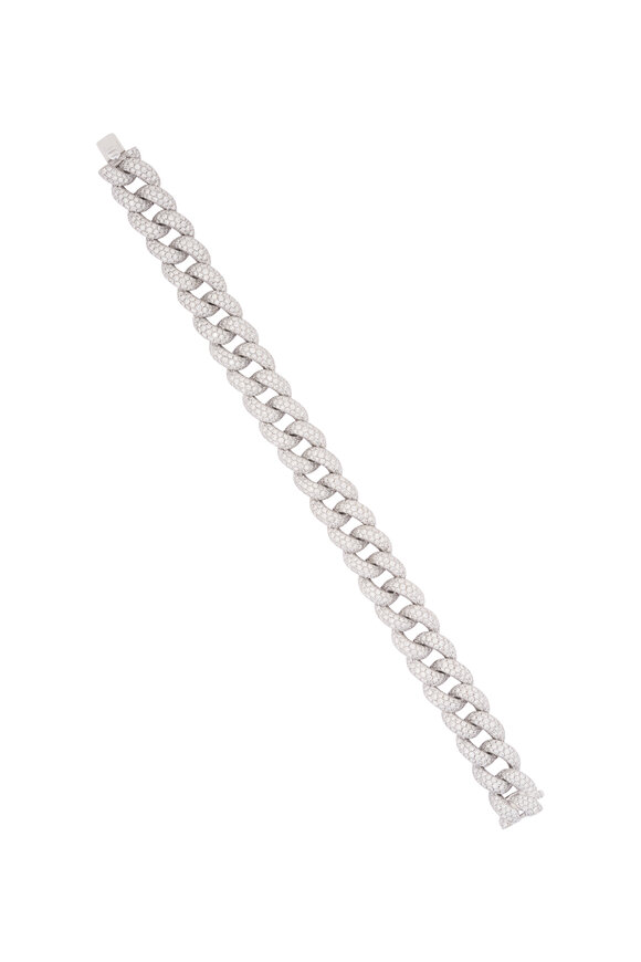 Kai Linz 18k White Gold White Diamond Cuban Link Bracelet - view 1