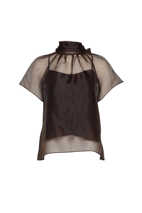 Simkhai Feyre Chocolate Sheer Blouse