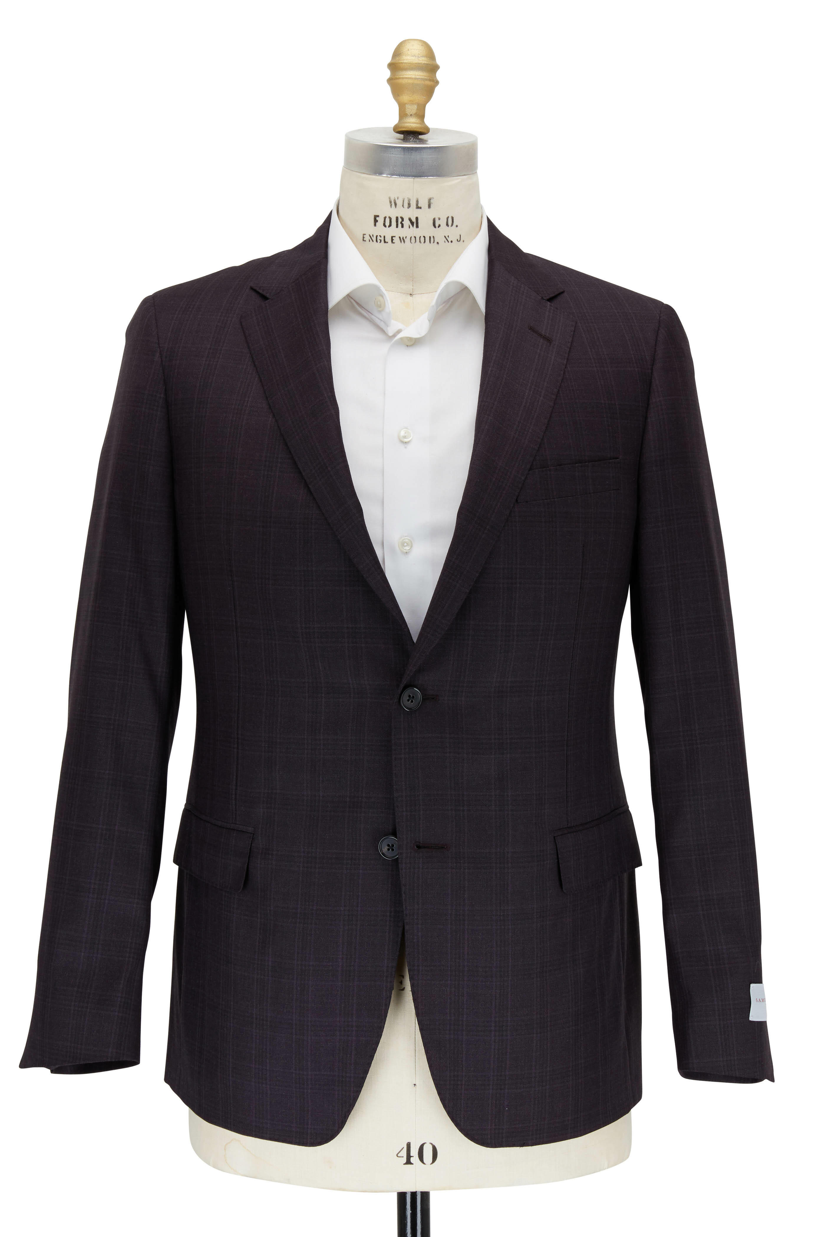 Samuelsohn - Bennet Dark Purple Plaid Wool Suit