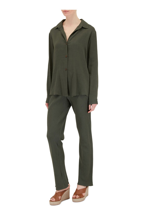 Peter Cohen - Jacky Green Stretch Linen Shirt 