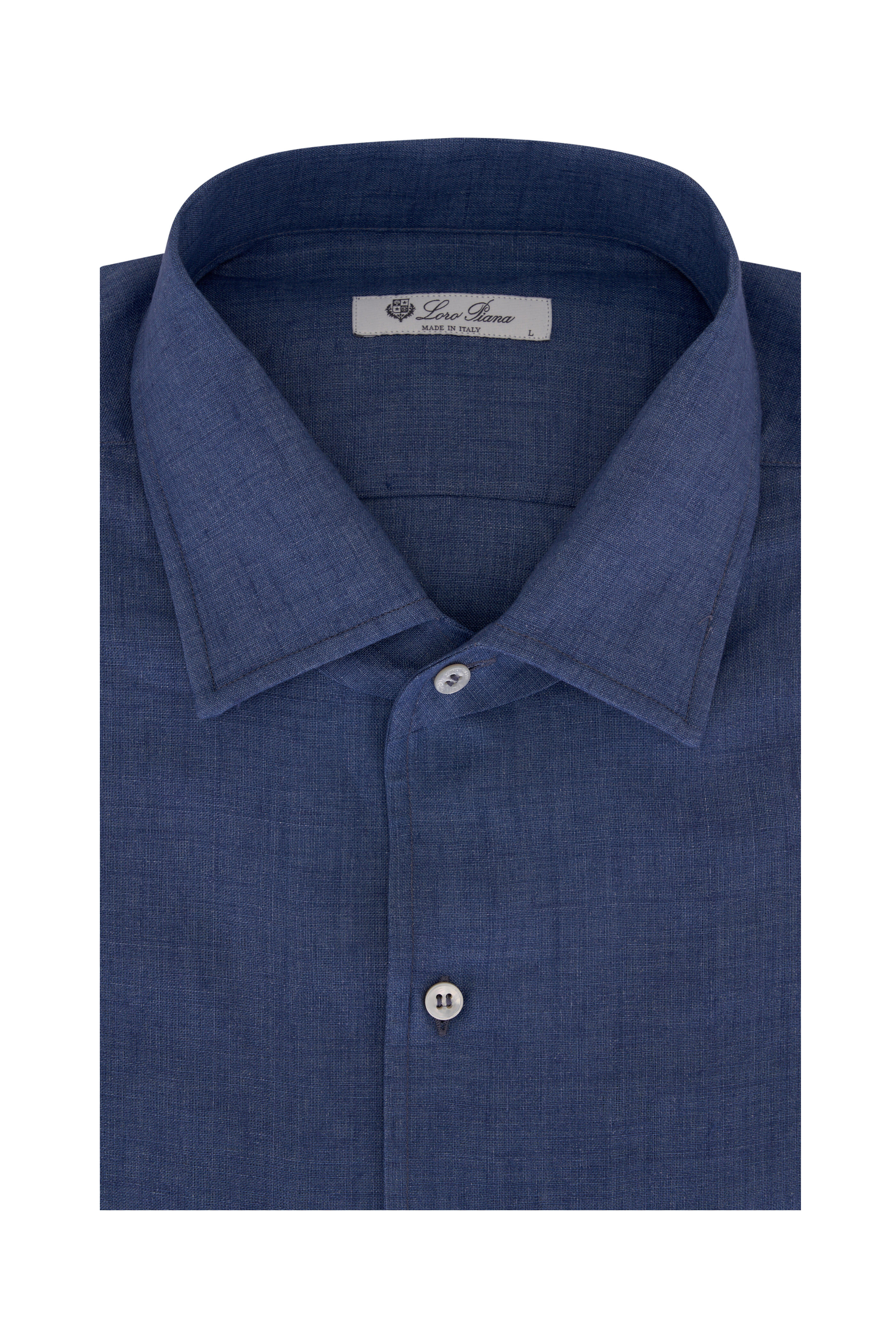 Loro Piana - Infinity Linen Blue Long Sleeve Sport Shirt