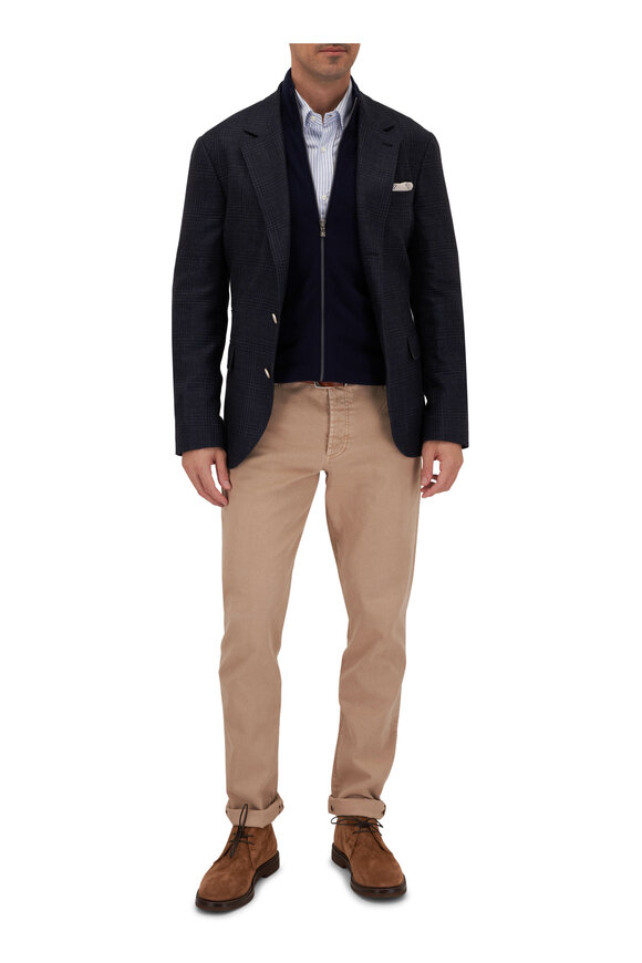 Brunello Cucinelli - Prince Of Wales Deconstructed Navy Sportcoat