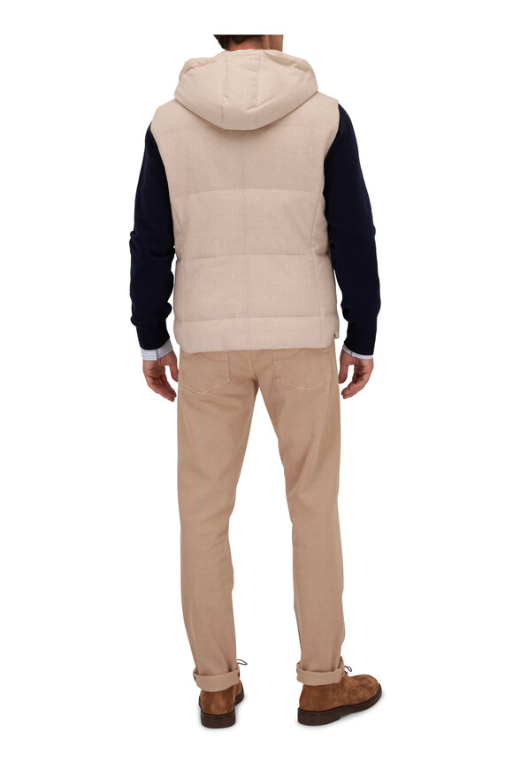 Brunello Cucinelli - Oat Quilted Knit Hooded Vest 