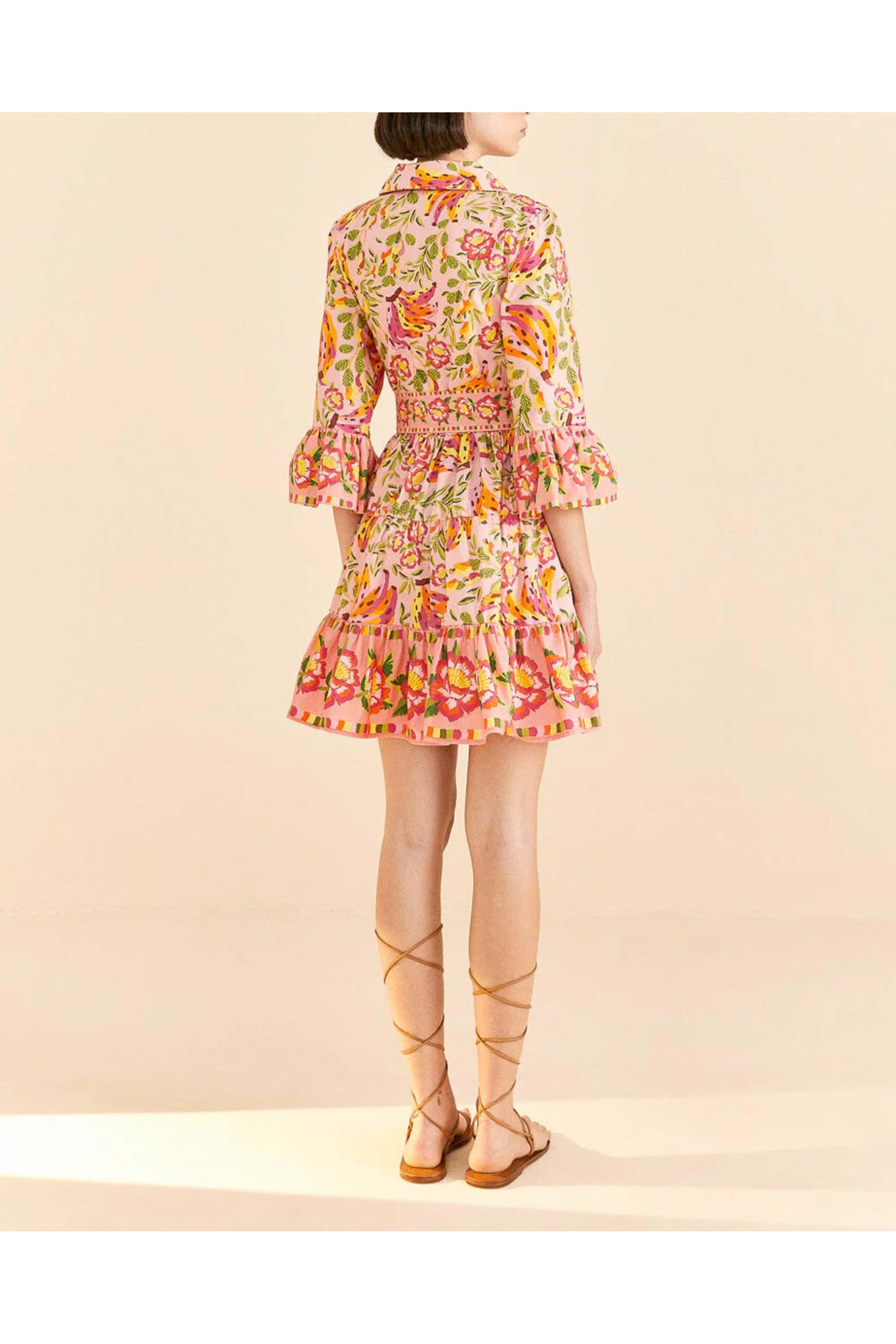 Farm Rio - Painted Bananas Pink Mini Dress