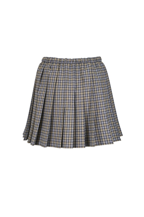 Miu Miu Grigio & Sabbia Flanella Checked Pleated Skirt - view 3