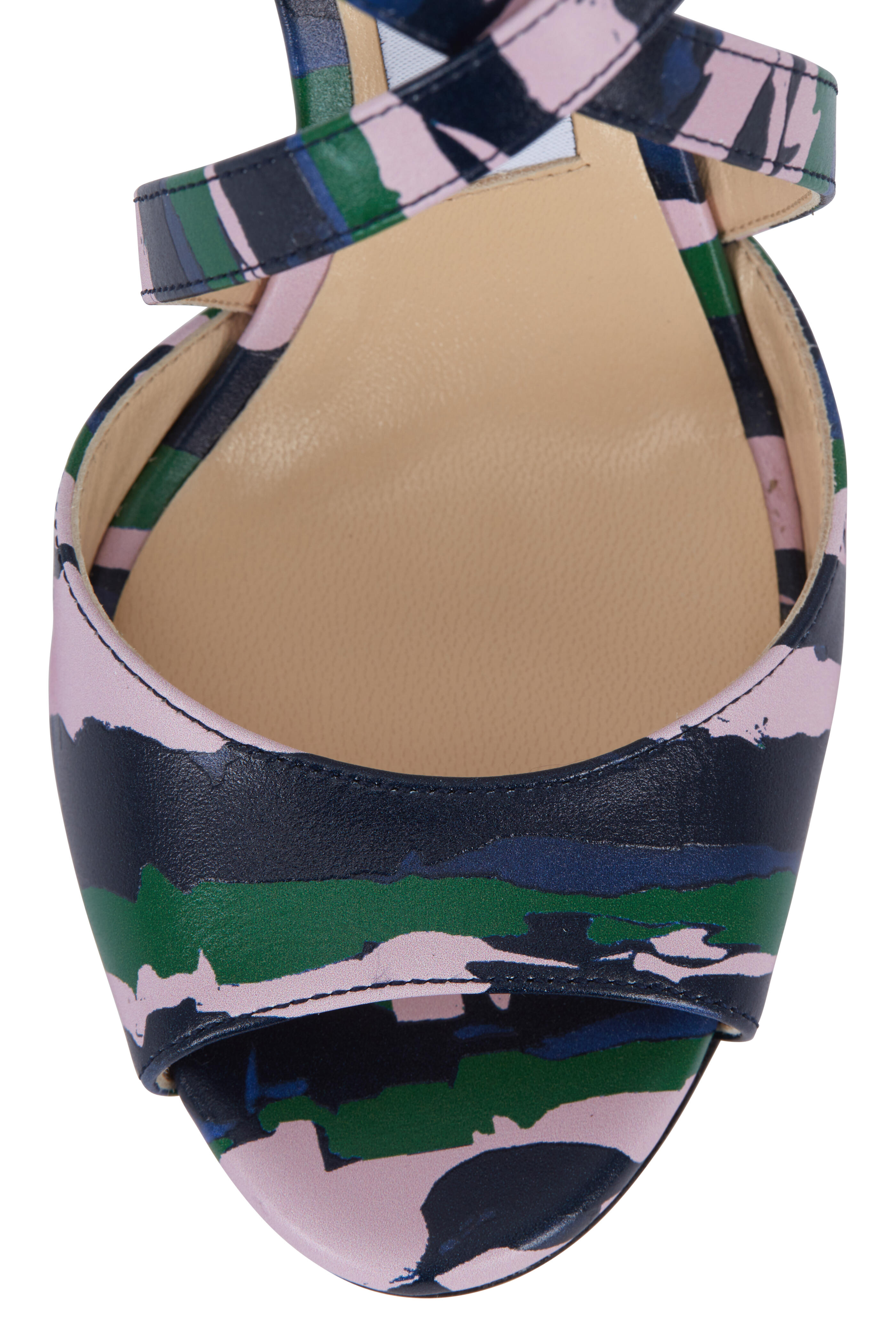 Jimmy Choo - Carrie Navy & Rosewater & Lime Print Sandal, 85mm