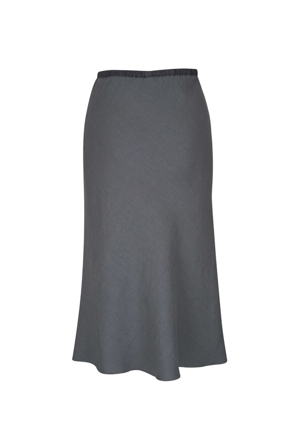 Peter Cohen - 31" Bias Gray Stretch Linen Skirt 