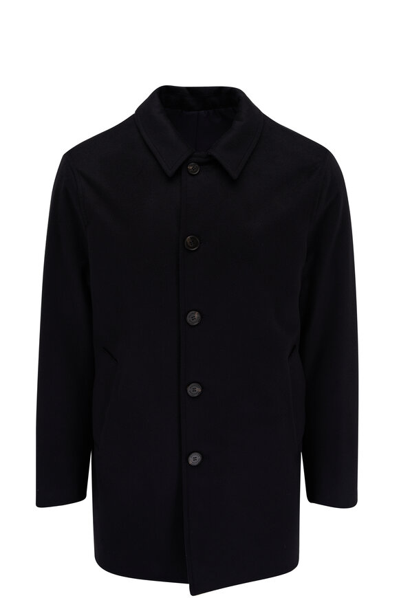 Maurizio Baldassari Navy Wool & Nylon Reversible Raincoat - view 3