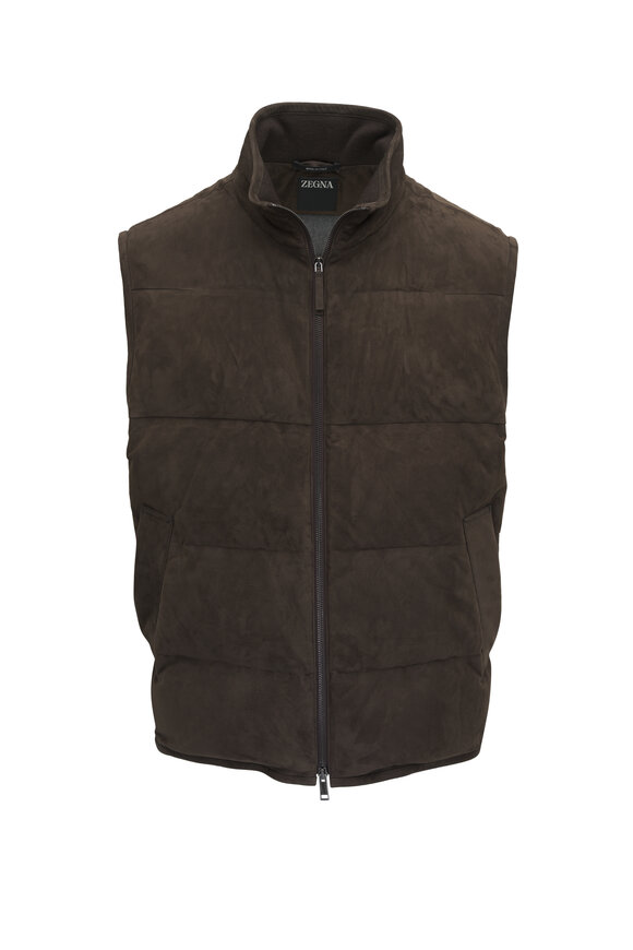 Zegna - Brown Suede Down Vest