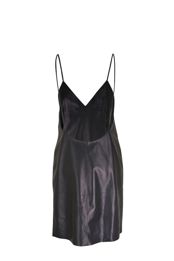 Saint Laurent - Nightie Black Leather Sleeveless Dress 