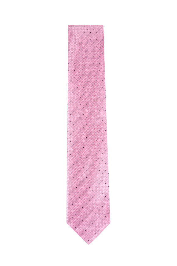 Brioni Pink Woven Silk Necktie - view 1