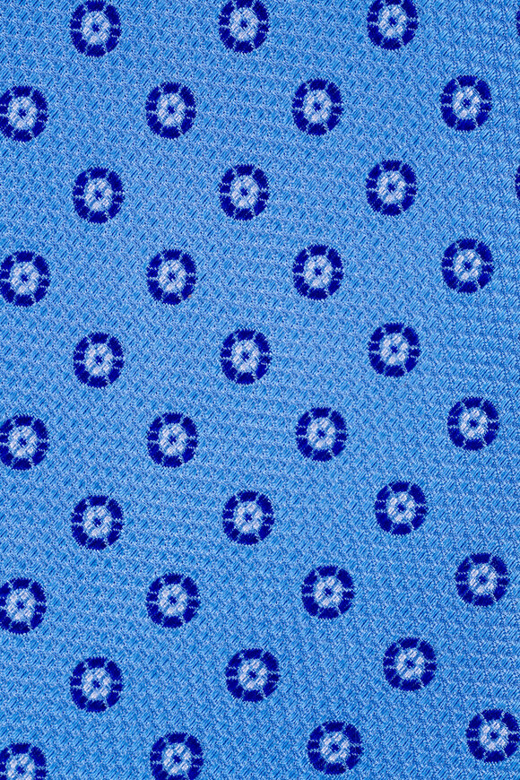 Canali Light Blue Geometric Silk Necktie - view 2