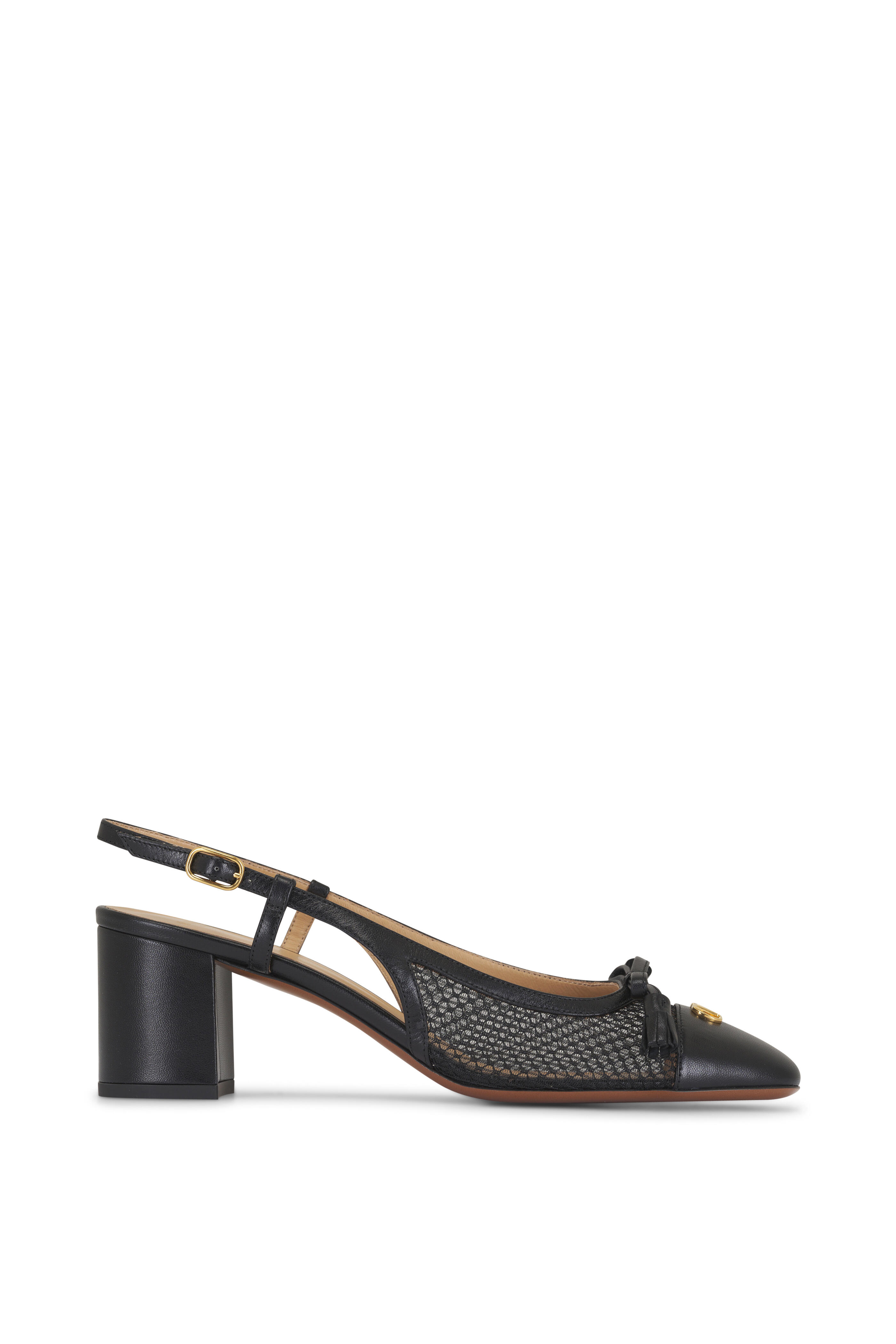 Valentino Garavani - Valet Du Roi Black Mesh Slingback Pump, 60mm