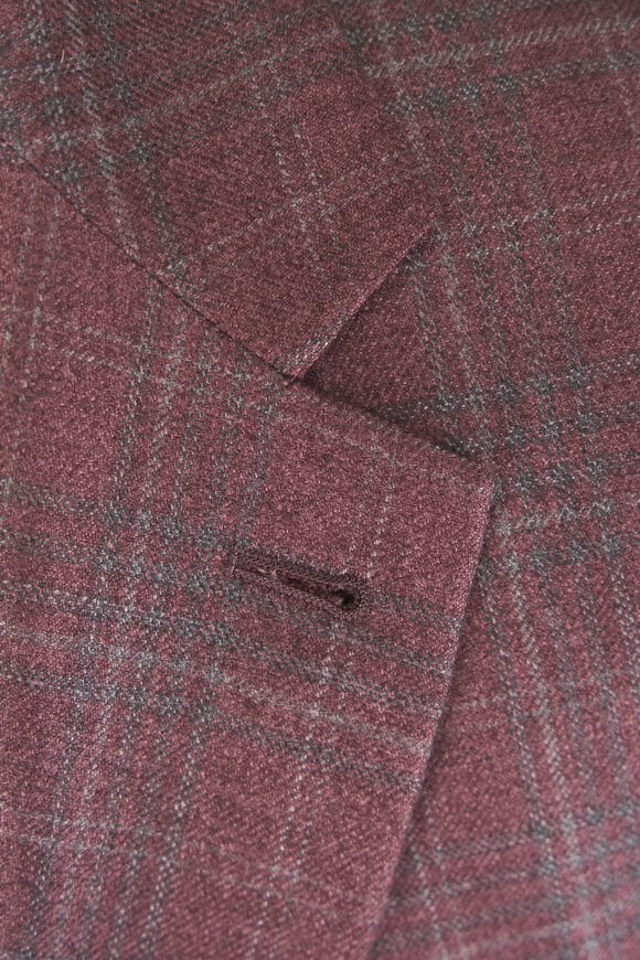 Canali Kei Garnet Plaid Silk & Cashmere Sporcoat - view 5
