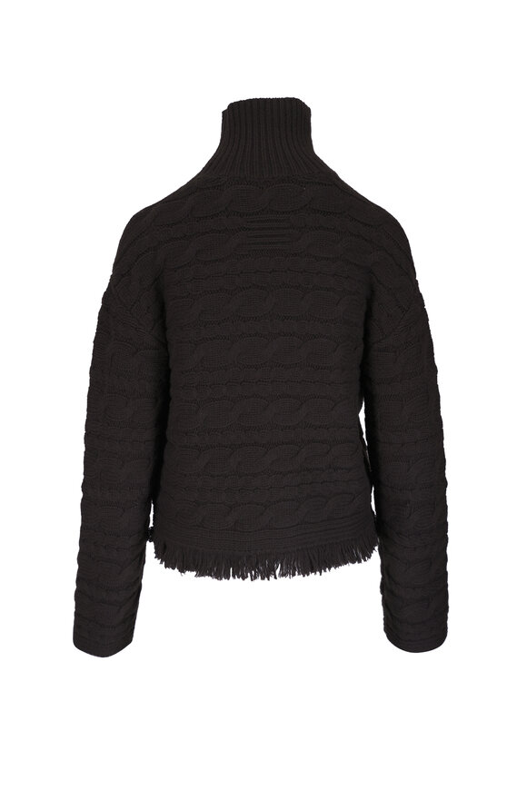 Guest in Residence Brown Cropped Cable Knit Turtleneck Sweater - view 3