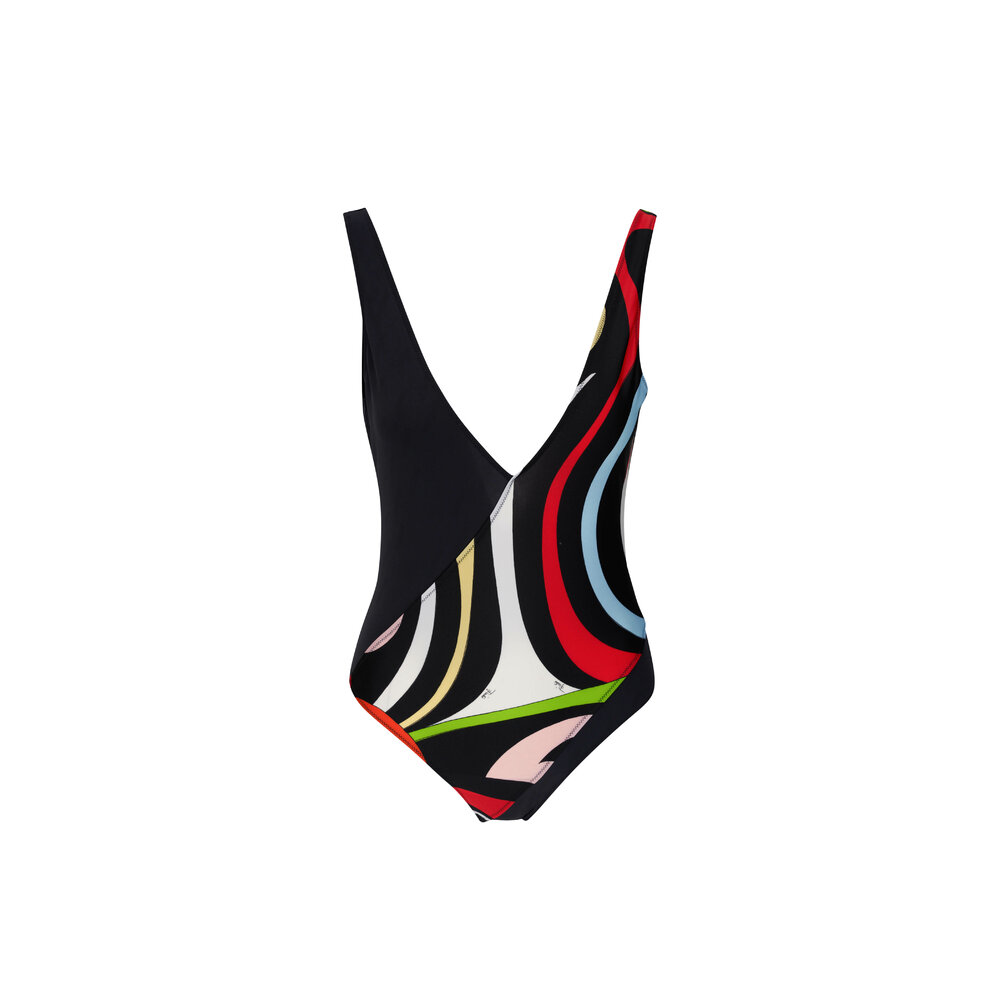 Pucci - Lycra Abstract Print Black Swimsuit | Mitchell Stores