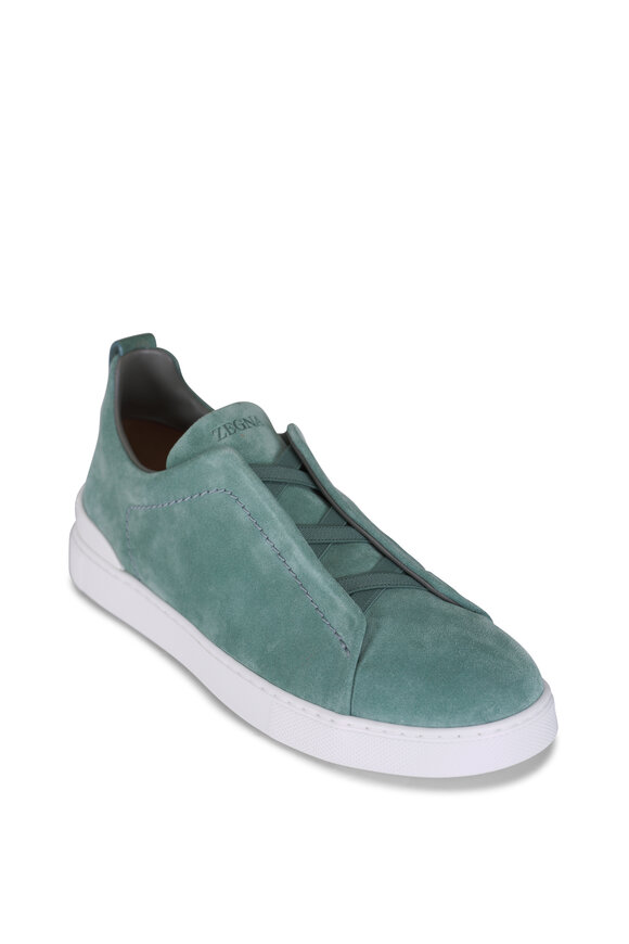 Zegna - Triple Stitch Blue Suede Low Top Sneaker