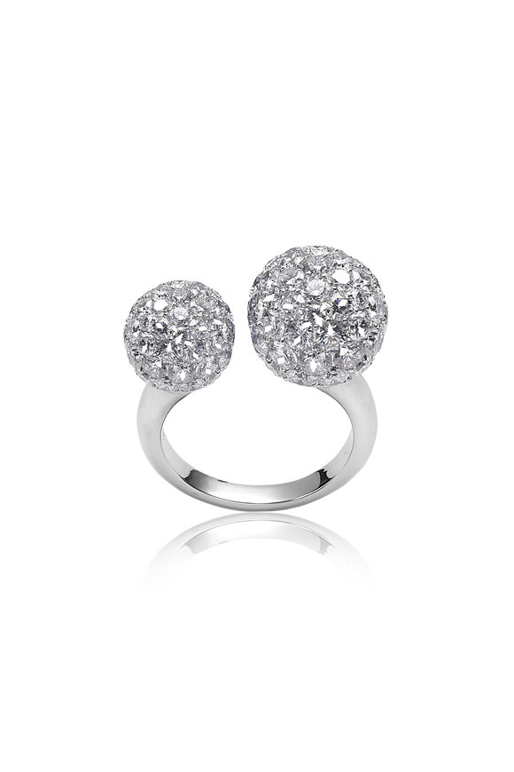 Nam Cho 18k White Gold Diamond Double Sphere Ring