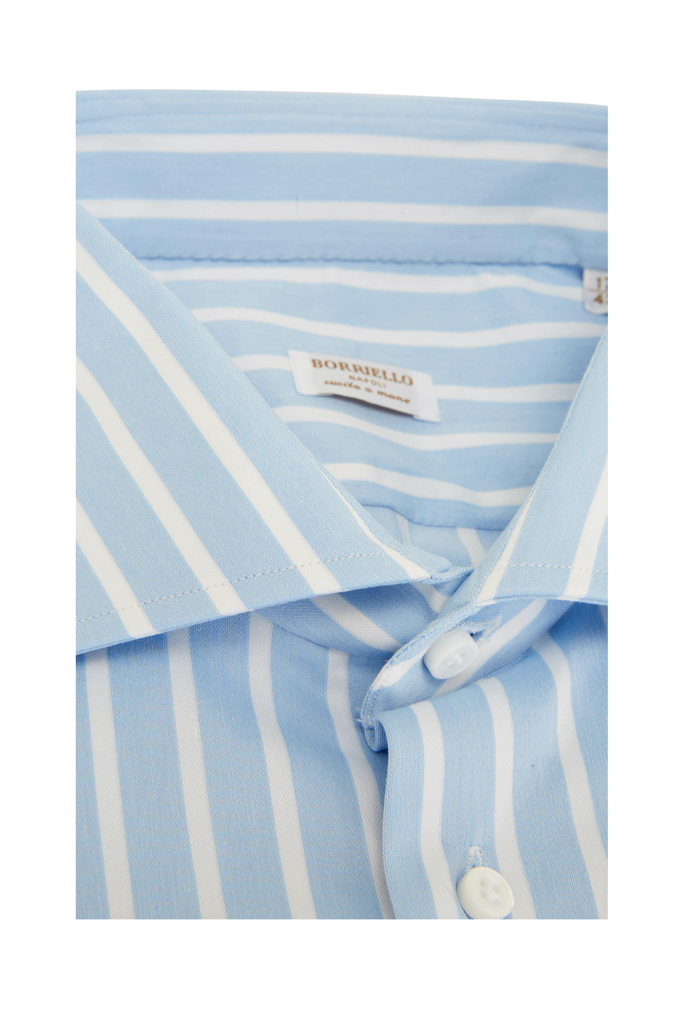 Borriello blue and white striped shirt