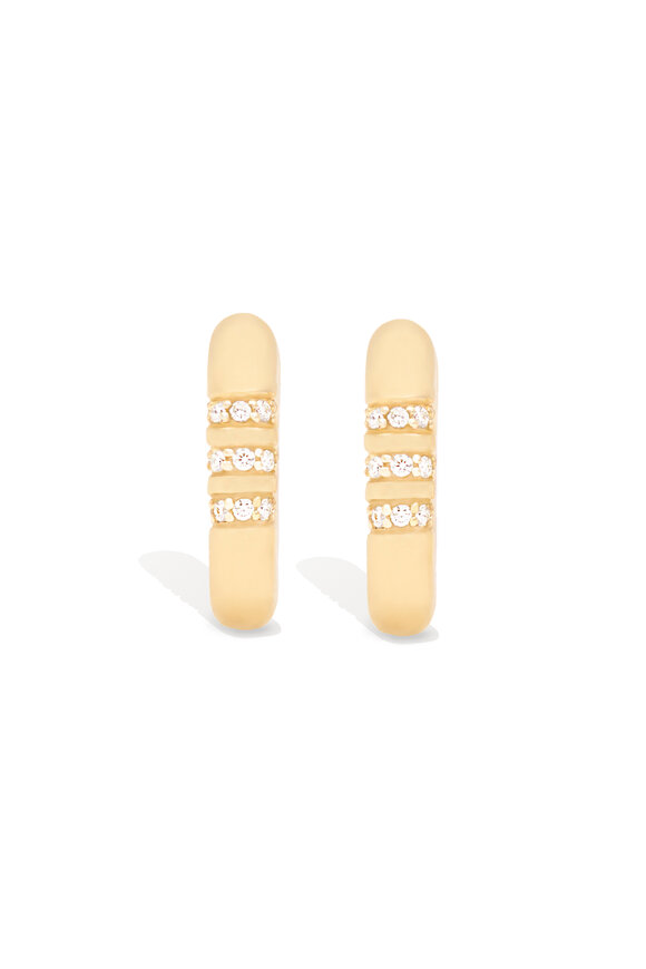 Campbell + Charlotte 14k Yellow Gold Diamond Crew Round Huggie - view 1