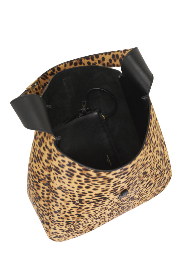 Saint Laurent Large Le 5A7 Leopard Print Hobo Bag - view 6