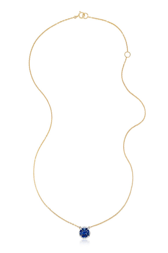 Nam Cho 18k Blue Sapphire Invisibly Set Pendant Necklace - view 1