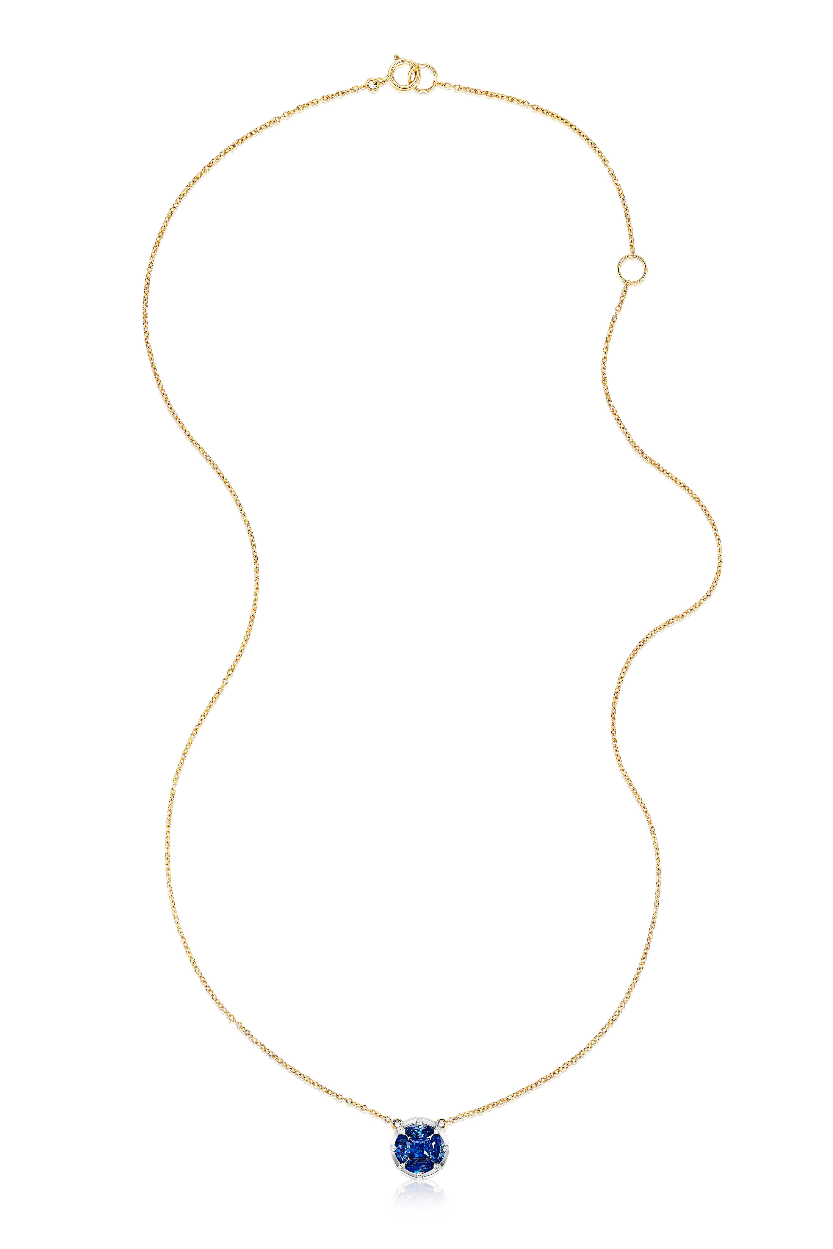 Nam Cho - 18k Blue Sapphire Invisibly Set Pendant Necklace - view 1