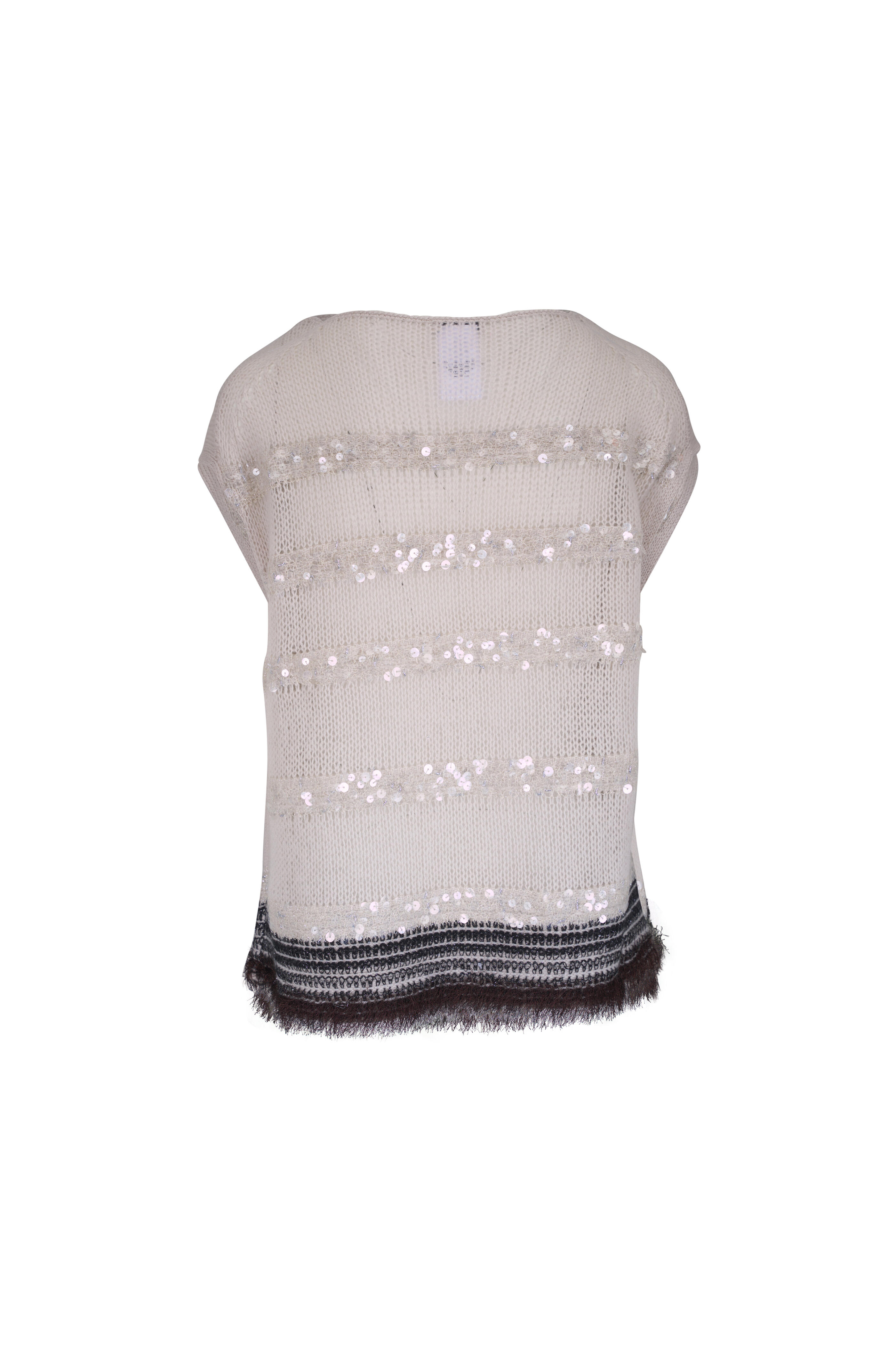 Lafayette 148 New York - Pearl Multi Metallic Stripe Cashmere Sweater Tank