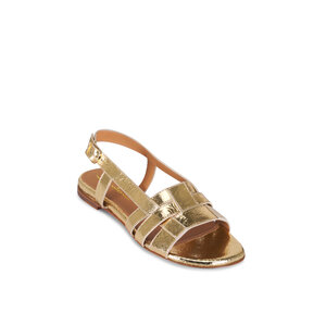 サンダル・ミュール SANTONI SS25 Sandals (WHIW71636HA2TOOX O50) Santoni - Venere Metallic Gold Leather Flat Sandal