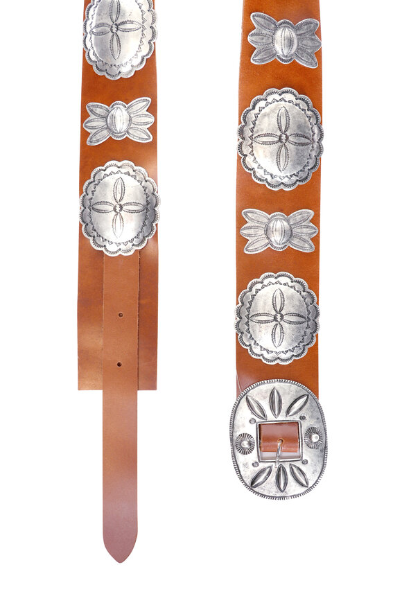 Ralph Lauren Brown Leather Suede Cast Concho Belt - view 2