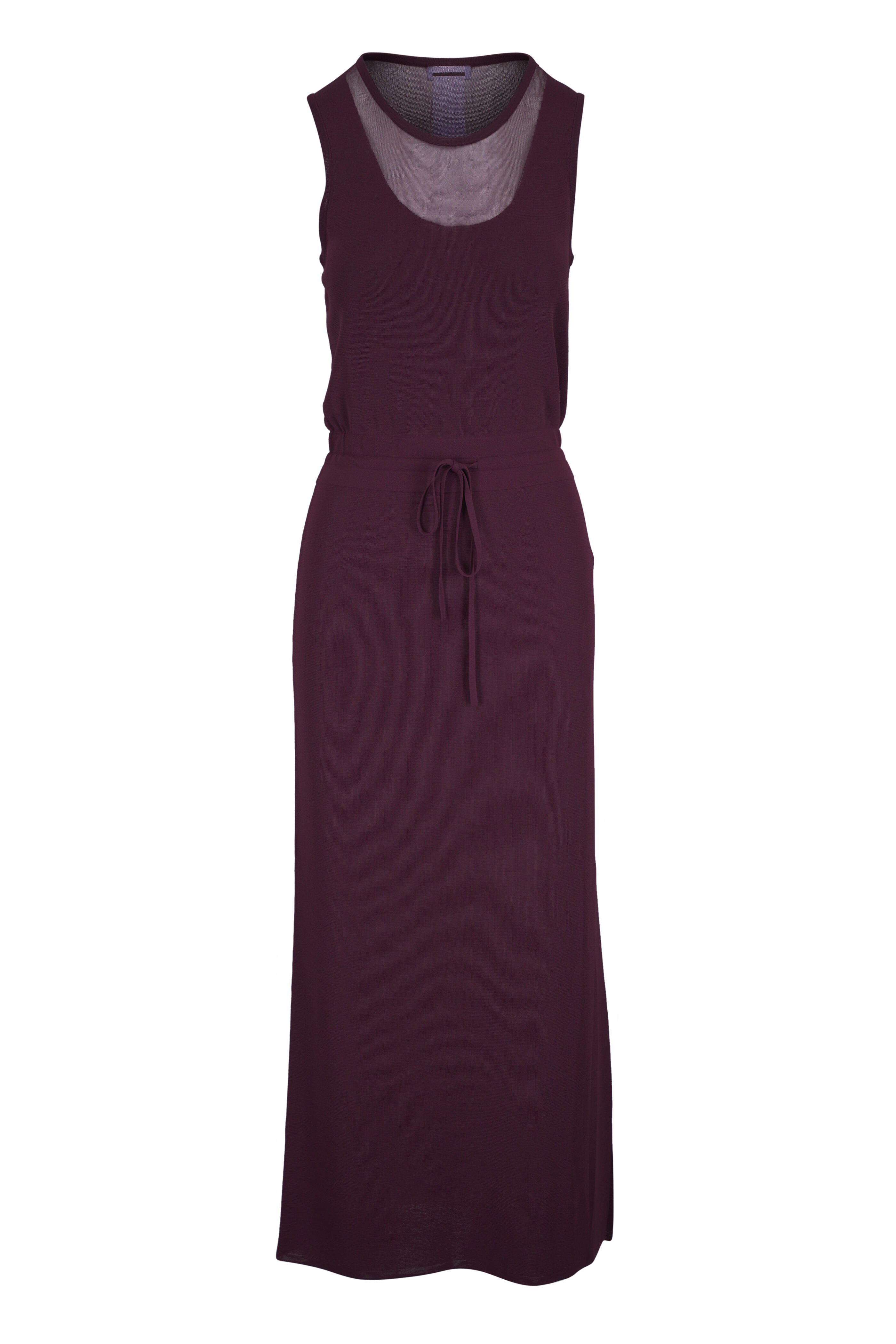 Akris Punto - Blackberry Sheer Knit Drawstring Midi Dress