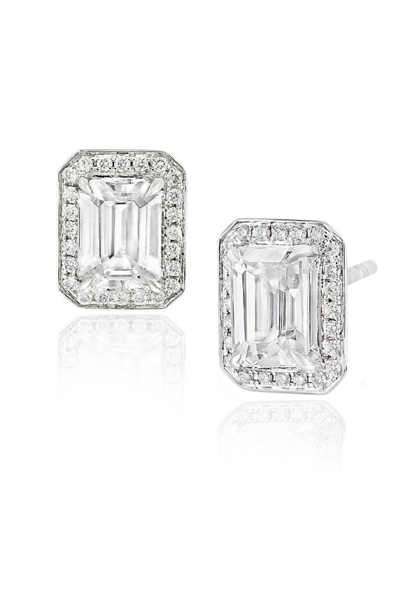 Nam Cho - Asscher Cut Diamond & Zircon Earrings