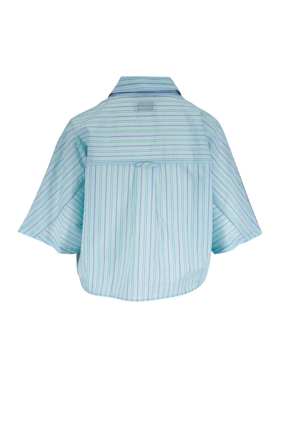 Agolde Merrin Blue & Green Stripe Button Up Shirt - view 2