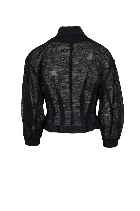 Cushnie - Black Lace Organza Bomber Jacket 