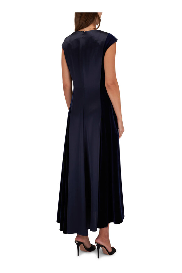 Talbot Runhof - Moonlight Velvet & Satin Midi Dress 