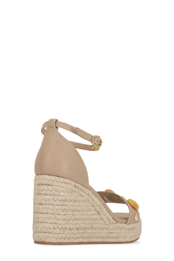 Gianvito Rossi Sand Embellished Leather Espadrille Wedge, 70mm - view 4