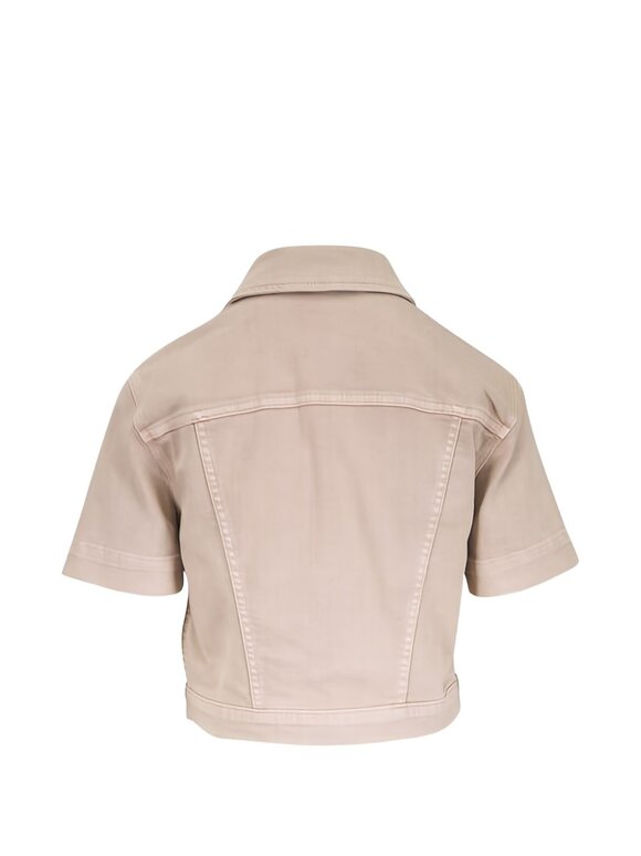 L'Agence Kristie Biscuit Denim Cropped Shirt Jacket - view 3