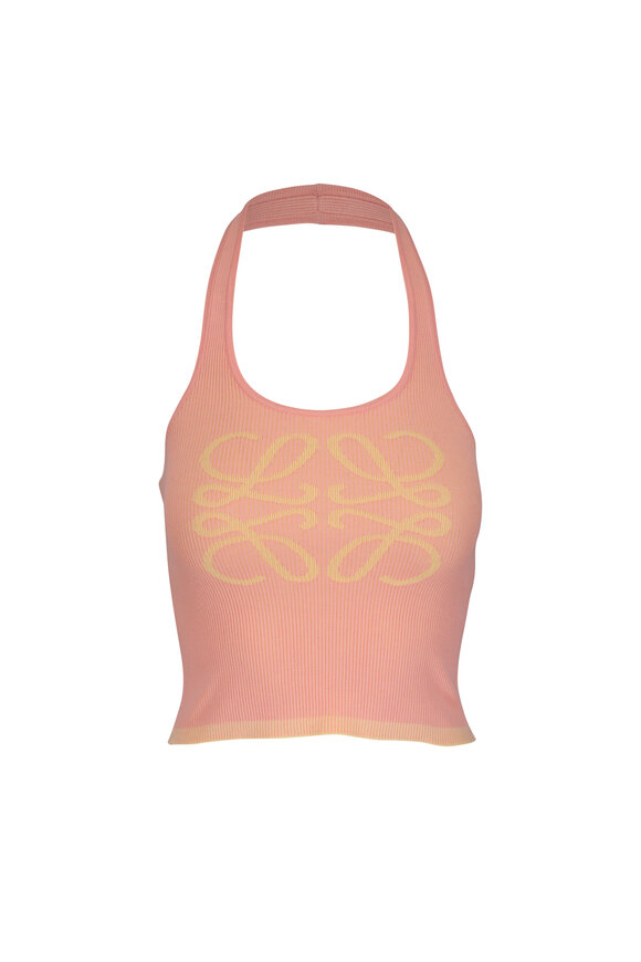 Loewe Pink & Yellow Anagram Ribbed Halter Top