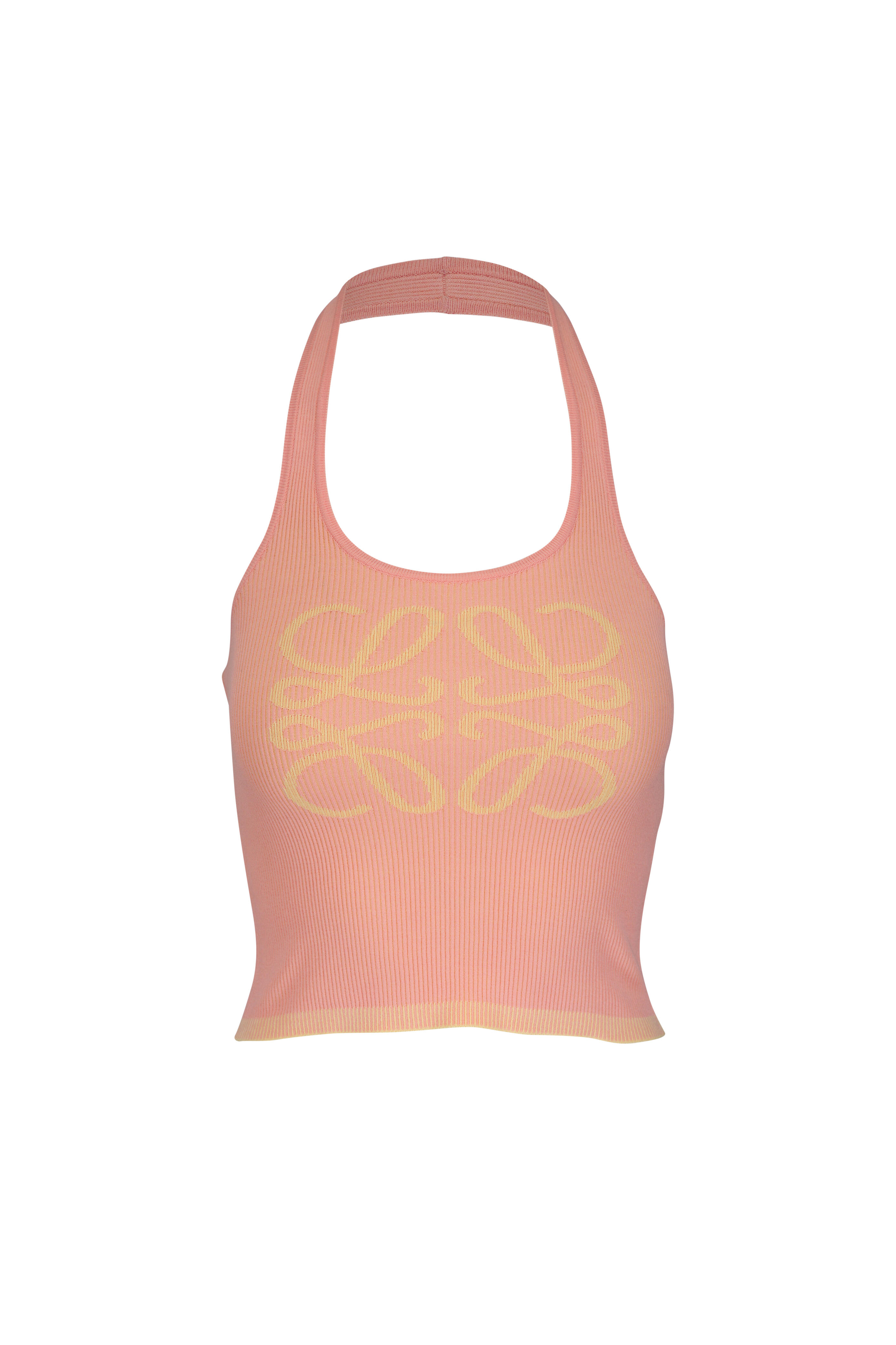 Loewe - Pink & Yellow Anagram Ribbed Halter Top