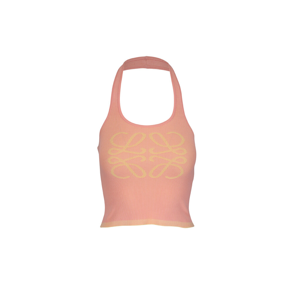 LOEWE トップス Loewe - Pink & Yellow Anagram Ribbed Halter Top | Mitchell